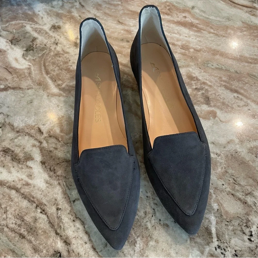 Simply Soles Simplysoles Leather Pointed Toe Flat Loafer Shoes Size 9.5